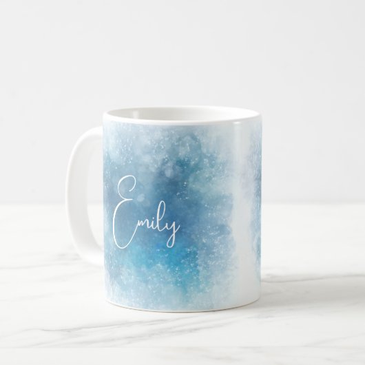Personalisierte Aquarellgestaltung mit Name Kaffeetasse (Vorderseite Links)