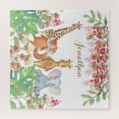 Personalisierte Aquarellkinder Moderner Safari-Dsc Puzzle (Horizontal)