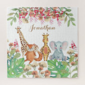 Personalisierte Aquarellkinder Moderner Safari-Dsc Puzzle (Vertikal)