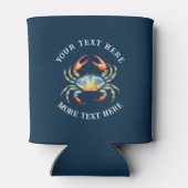 Personalisierte Aquarellkrebse Sommerstrand Wasser Dosenkühler (Rückseite)