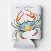 Personalisierte Aquarellkrebse Sommerstrand Wasser Dosenkühler (Rückseite)