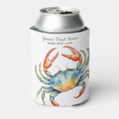 Personalisierte Aquarellkrebse Sommerstrand Wasser Dosenkühler (Kanne Rückseite)