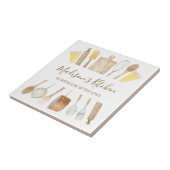 Personalisierte Aquarellküche Kochutensilien Fliese (Seite)