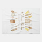 Personalisierte Aquarellküche Kochutensilien Geschirrtuch (Horizontal)