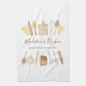 Personalisierte Aquarellküche Kochutensilien Geschirrtuch (Vertikal)