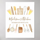 Personalisierte Aquarellküche Kochutensilien Poster (Vorne)