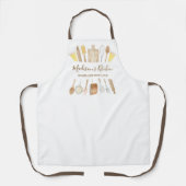 Personalisierte Aquarellküche Kochutensilien Schürze (Vorderseite)