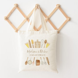 Personalisierte Aquarellküche Kochutensilien Tragetasche