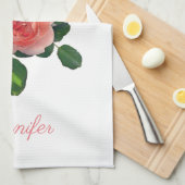 Personalisierte Aquarellkunst Rosa Rote Rosen Mode Geschirrtuch (Viertel Falte)