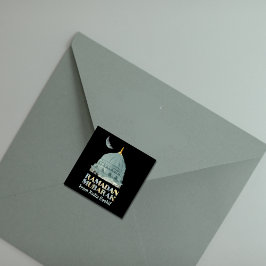 Personalisierte Aquarellmoschee Ramadan Mubarak Quadratischer Aufkleber