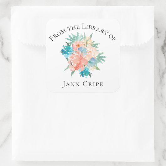 Personalisierte Aquarellplatte Quadratischer Aufkleber (Tasche)