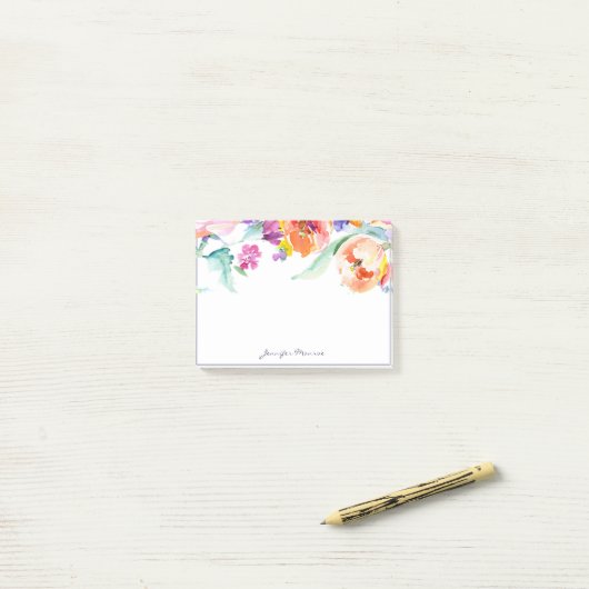 Personalisierte Aquarelltulis Post-it Klebezettel (Auf Schreibtisch)