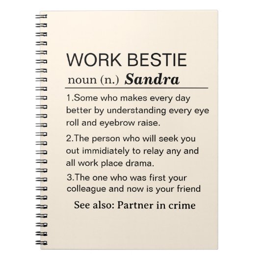 Personalisierte Arbeits-Beste-Freundin-Definition Notizblock (Vorderseite)