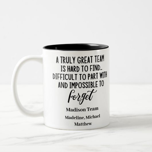 Personalisierte Arbeitskollegin Verlassend anwesen Zweifarbige Tasse (Links)