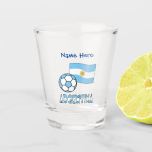 Personalisierte Argentinien-Flagge und Fußball- Schnapsglas