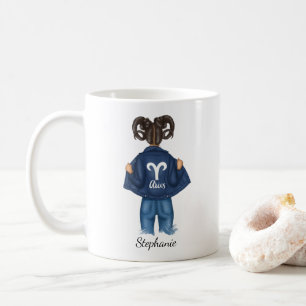 Personalisierte Aries-Mädchen-Jeans Kaffeetasse