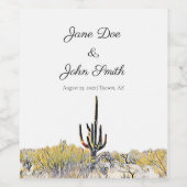 Personalisierte Arizona Saguaro Cactus Desert Wedd Weinetikett (Einzelnes Label)