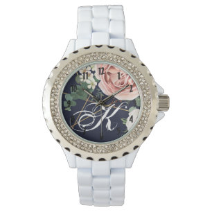 Personalisierte Armbanduhr Geometric Garden Navy B