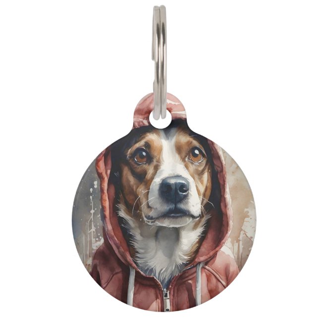 Personalisierte Artwork Brown and White Dog Hoodie Haustiermarke (Vorderseite)