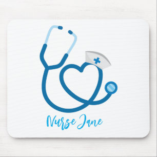 Personalisierte Arzthelferin-Haube Stethoskop Name Mousepad