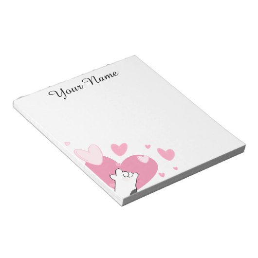 Personalisierte ASL I-Liebe Sie kauen Herz Notepad Notizblock (angewinkelt)