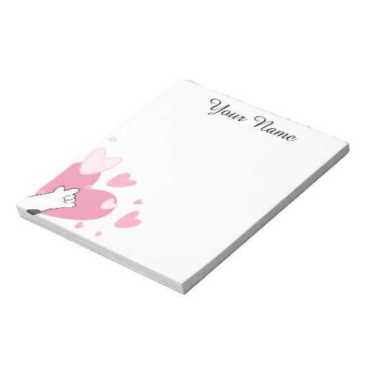 Personalisierte ASL I-Liebe Sie kauen Herz Notepad Notizblock (Rotiert)