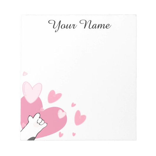 Personalisierte ASL I-Liebe Sie kauen Herz Notepad Notizblock (Vorderseite)