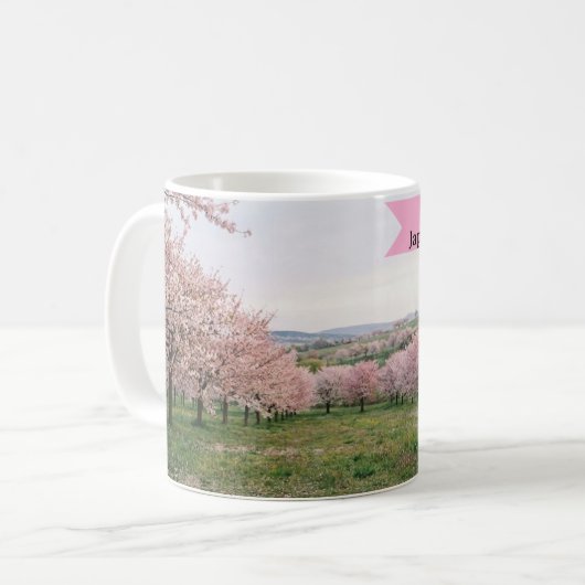Personalisierte Ästhetik Sakura Japan Reise 2026 Kaffeetasse (Vorderseite Links)