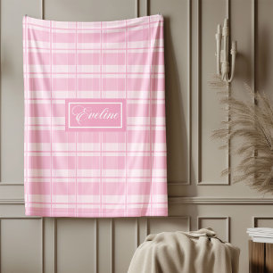 Personalisierte ästhetische Wurf-Pink-Tartan-Komfo Fleecedecke