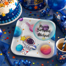 Personalisierte Astronauten- & Planeten-Party-Tell