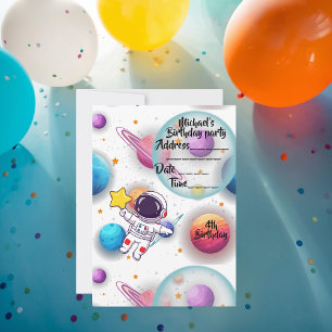 Personalisierte Astronauten- und Planeten-Party-Ei Einladung