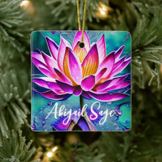 Personalisierte Atemberaubende Rosa Lotus Blume We Keramikornament