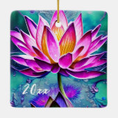 Personalisierte Atemberaubende Rosa Lotus Blume We Keramikornament (Rückseite)