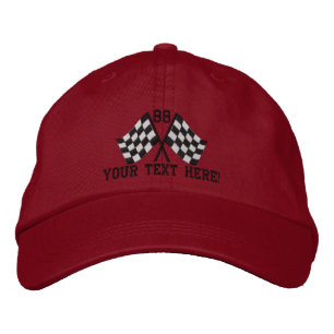 Personalisierte Aufgeladene Racing Flags Stickerei Bestickte Baseballkappe