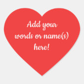 Personalisierte Aufkleber für das rote Herz (Vorderseite)