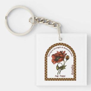 Personalisierte August-Geburtsmonatsblume Schlüsselanhänger