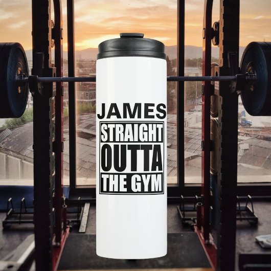 Personalisierte Aussicht auf den Fitnessraum Thermosbecher