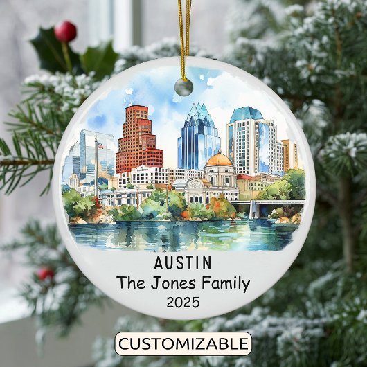 Personalisierte Austin Ornament, Texas Keramik Ornament