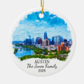 Personalisierte Austin Ornament, Texas Staat Keramik Ornament (Vorne)
