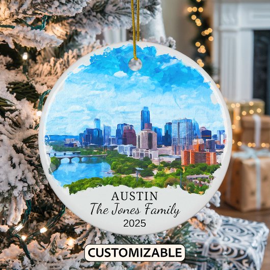 Personalisierte Austin Ornament, Texas Staat Keramik Ornament