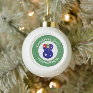 Personalisierte australische Engel-Weihnachtsflagg Keramik Kugel-Ornament