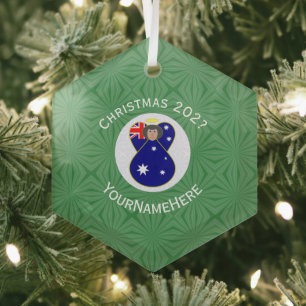 Personalisierte australische Engel-Weihnachtsflagg Ornament Aus Glas