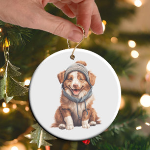 Personalisierte australische Schepherd Dog Art Keramik Ornament