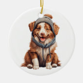 Personalisierte australische Schepherd Dog Art Keramik Ornament (Vorne)