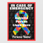 Personalisierte Autistin lebt hier Fensteraufkleber (Blatt)