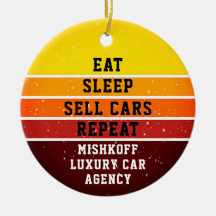 Personalisierte Auto-Verkäufe Essen Schlafen Wied Keramik Ornament