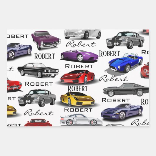 Personalisierte Autos Geschenkpapier Set (Vorderseite)