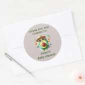 Personalisierte Avocado Kinderdusche / Runder Aufkleber (Umschlag)