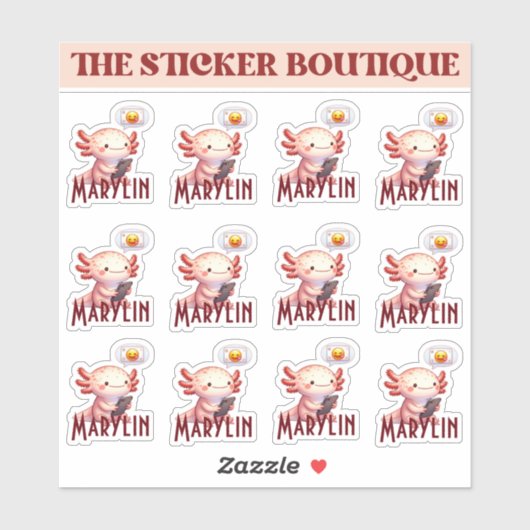 Personalisierte Axolotl Aufkleberpackung - Individ Aufkleber (Blatt)