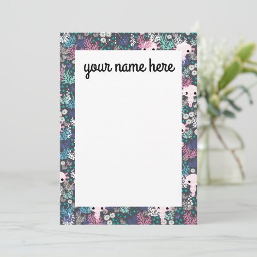 Personalisierte Axolotl-Notecards Dankeskarte (Stehend Vorderseite)